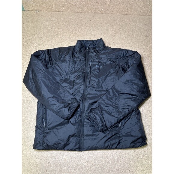 REI Flash Insulated Jacket Black Hiking Full Zip Puffer Men's Size XL F1